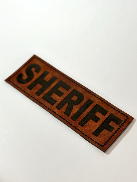 Laser Leatherette “SHERIFF” Hook&Loop Back Patch – Heavy-Duty Tactical Vest Identifier