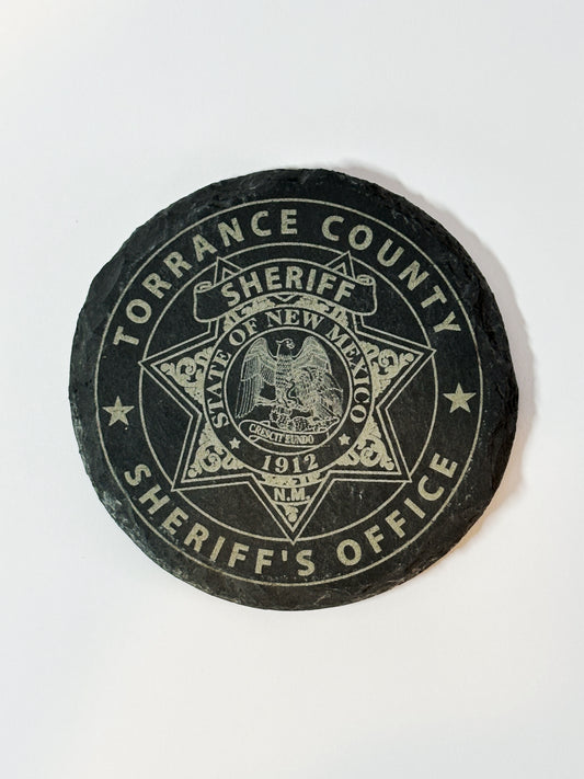 Personalized round slate coaster