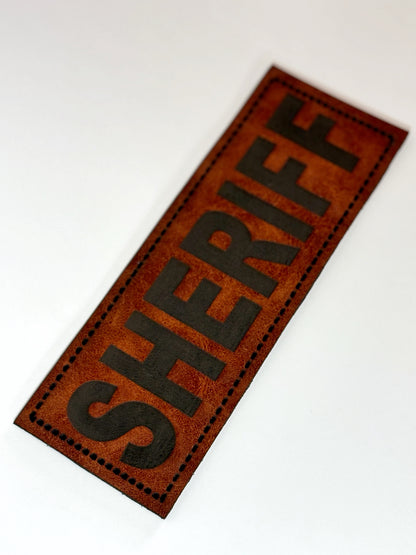 Laser Leatherette “SHERIFF” Hook&Loop Back Patch – Heavy-Duty Tactical Vest Identifier