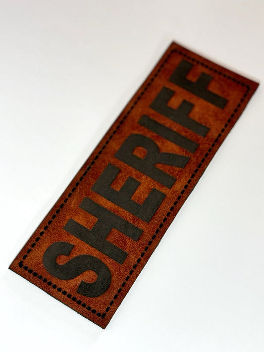 Laser Leatherette “SHERIFF” Hook&Loop Back Patch – Heavy-Duty Tactical Vest Identifier